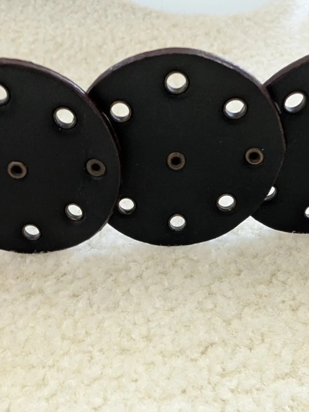 Vintage Boho Leather Brass Medallion Disc Belt